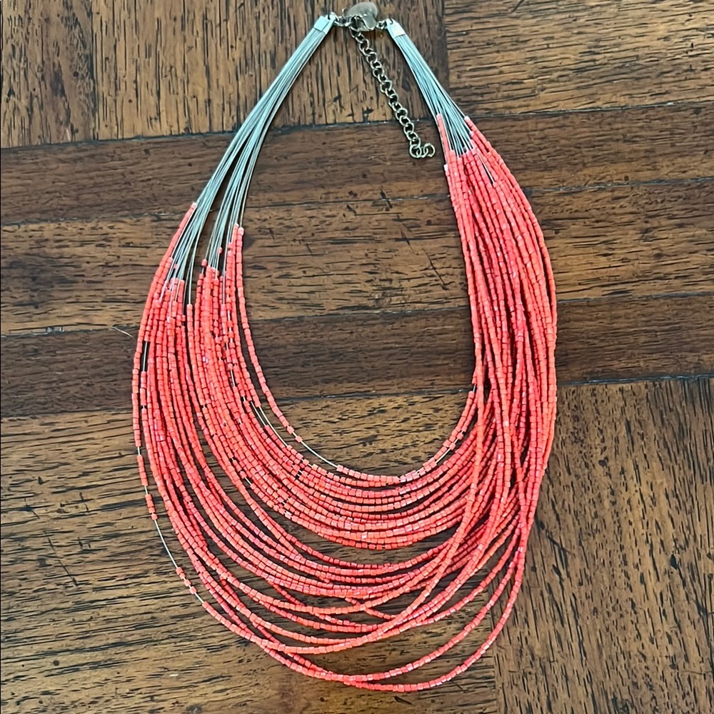 ZAD Orange and Silver Multi-Strand Necklace